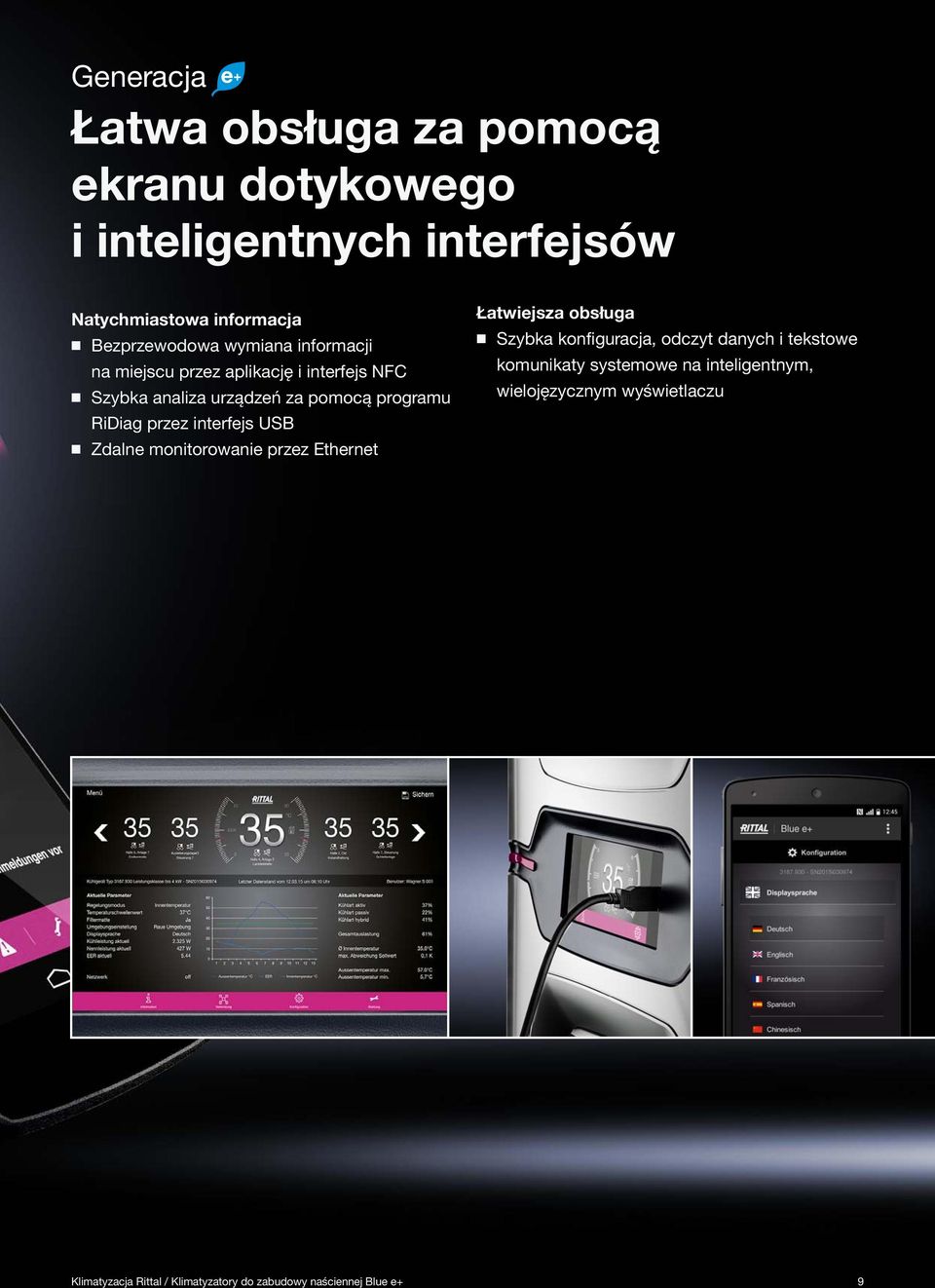 interfejs USB Zdalne monitorowanie przez Ethernet Łatwiejsza obsługa Szybka konfiguracja, odczyt danych i tekstowe