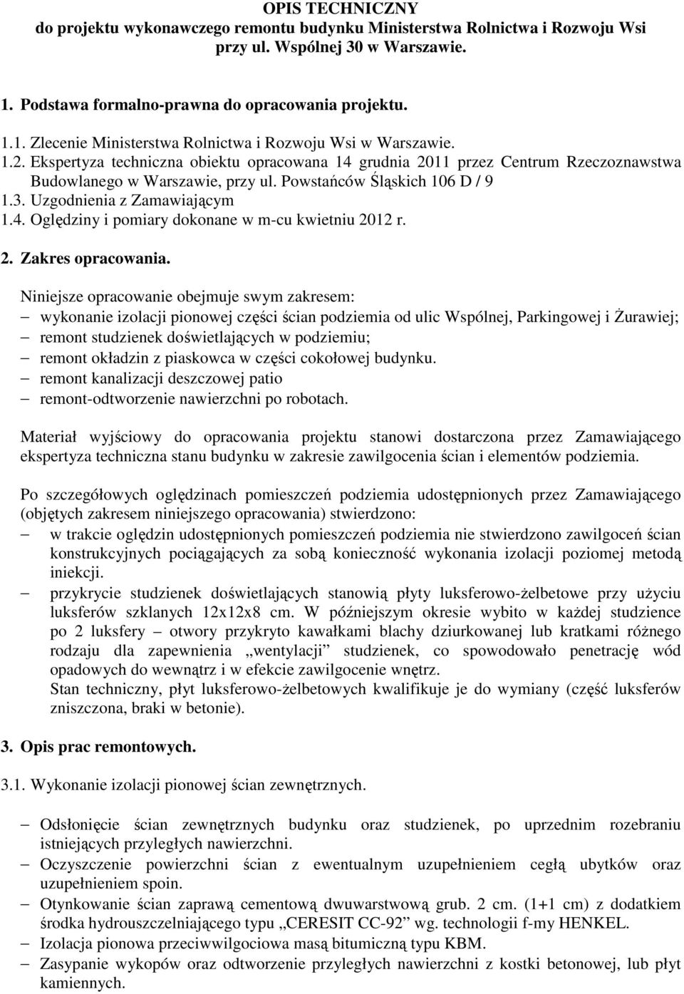 2. Zakres opracowania.