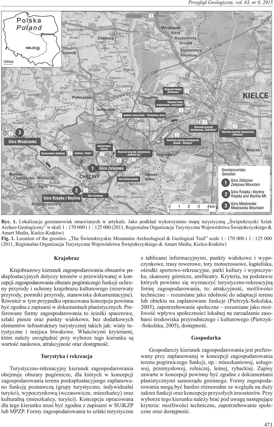 Media, Kielce-Kraków) Fig. 1. Location of the geosites.