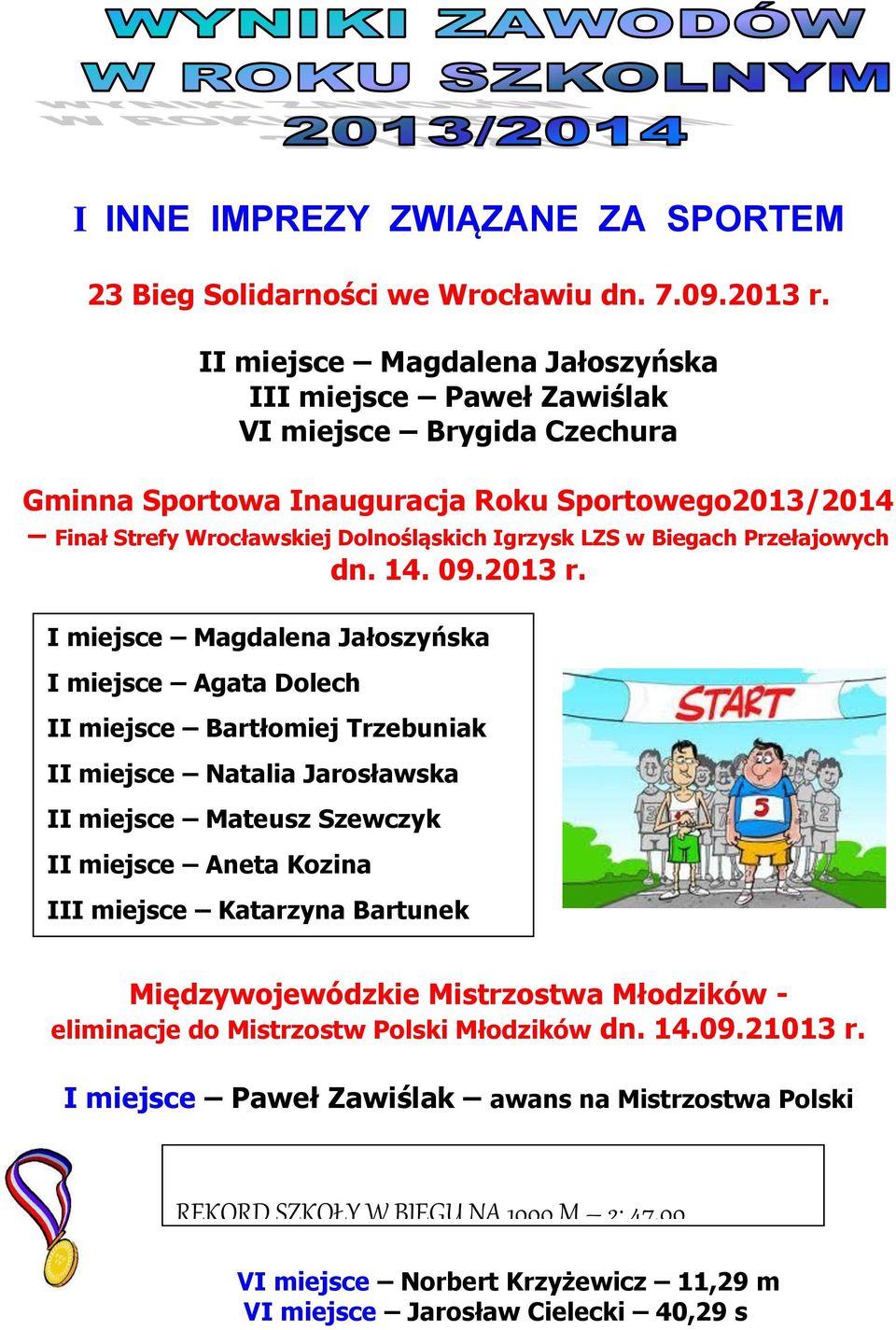 Biegach Przełajowych dn. 14. 09.2013 r.