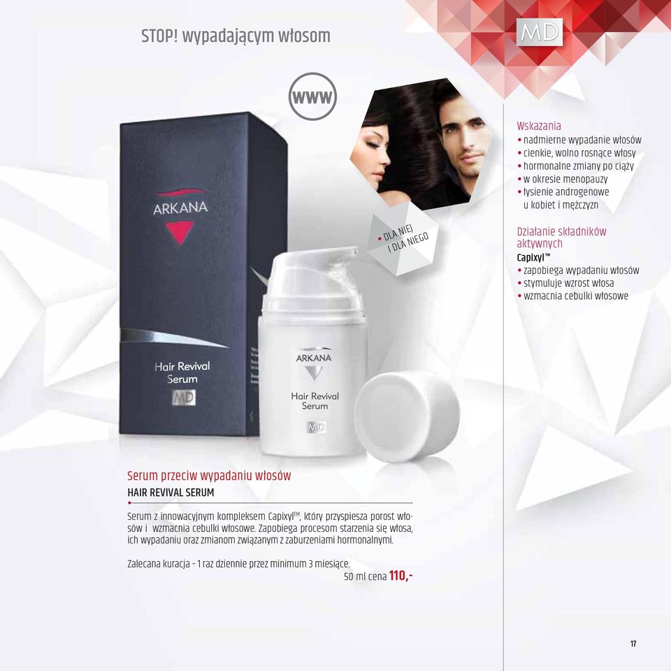 Serum przeciw wypadaniu włosów HAIR REVIVAL SERUM Serum z innowacyjnym kompleksem Capixyl TM, który przyspiesza porost włosów i wzmacnia cebulki włosowe.