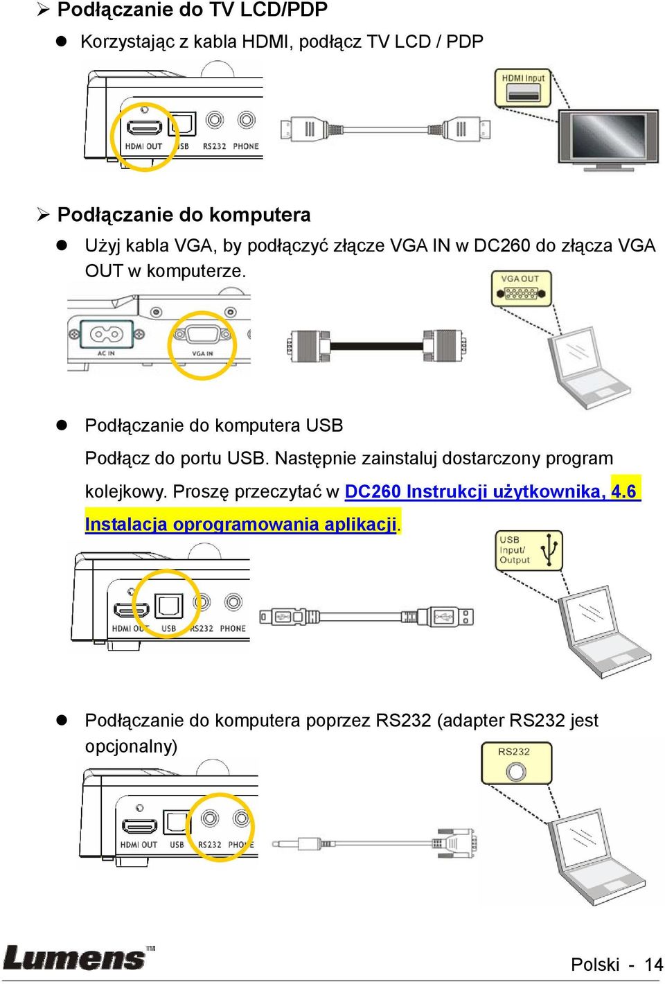 Podłączanie do komputera USB Podłącz do portu USB. Następnie zainstaluj dostarczony program kolejkowy.