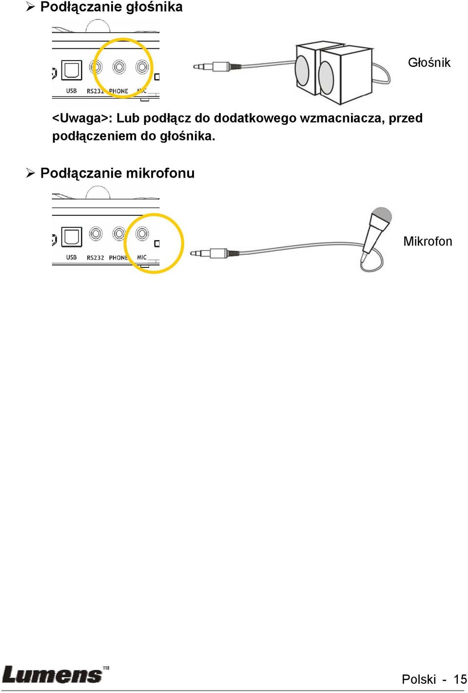 wzmacniacza, przed podłączeniem do