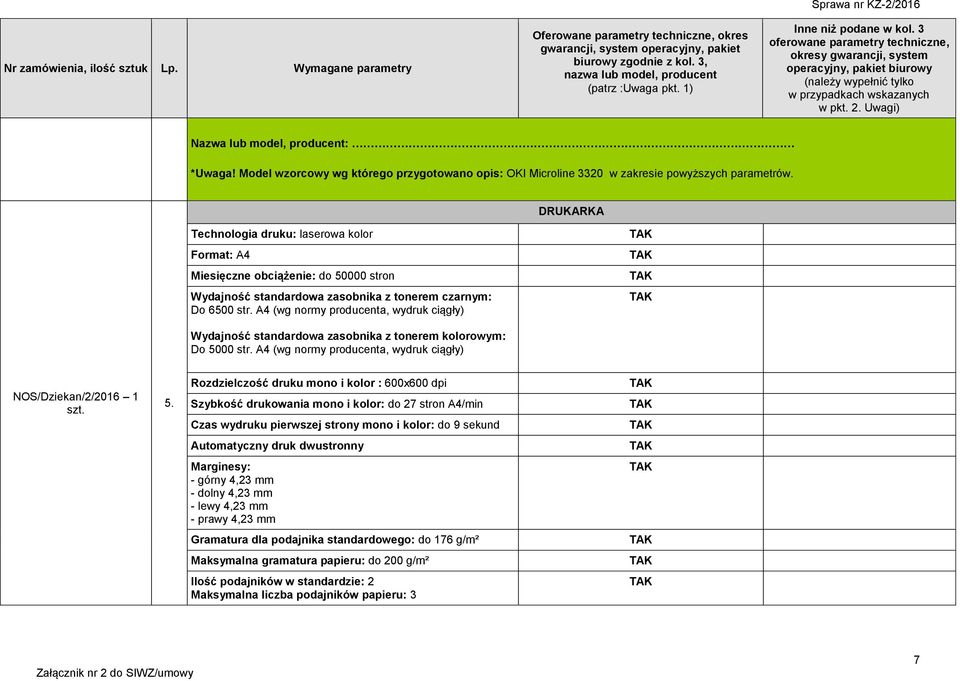 A4 (wg normy producenta, wydruk ciągły) Wydajność standardowa zasobnika z tonerem kolorowym: Do 50
