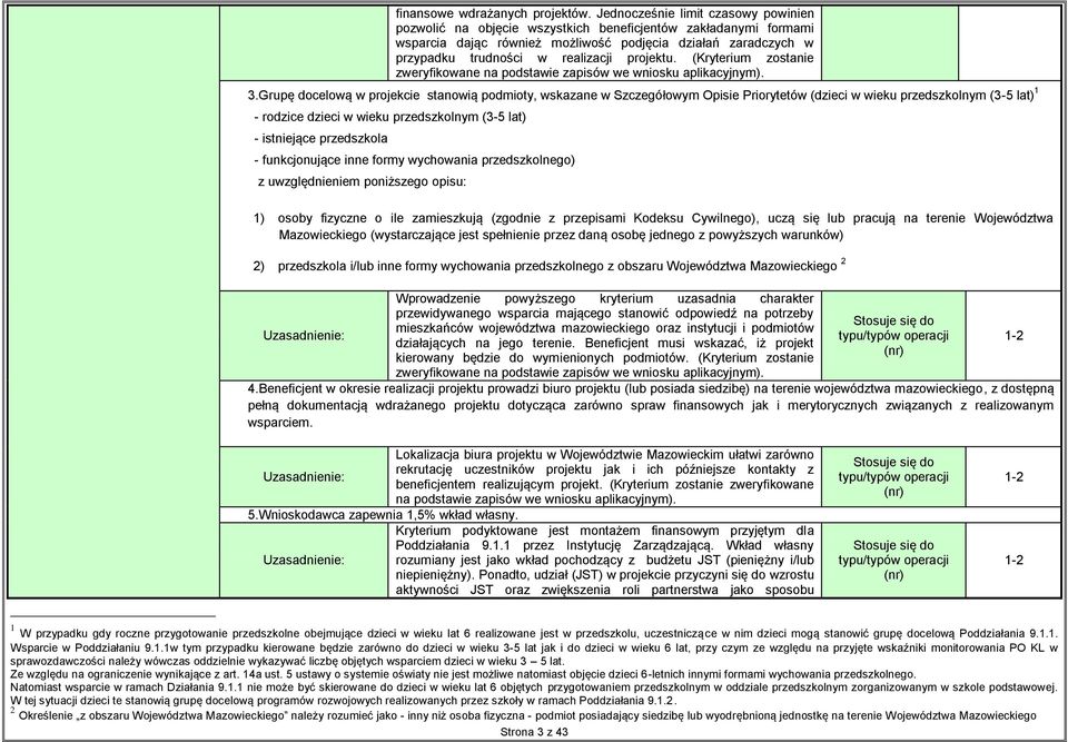 projektu. (Kryterium zostanie zweryfikowane na podstawie zapisów we wniosku aplikacyjnym). 3.