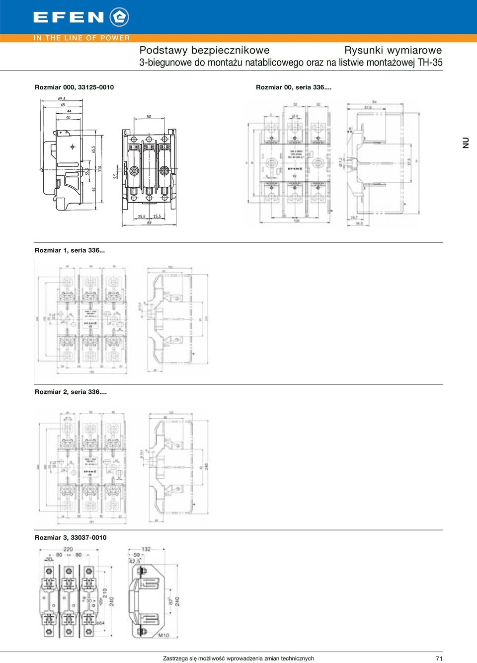 Rozmiar 000, 33125-0010 Rozmiar 00, seria 336.