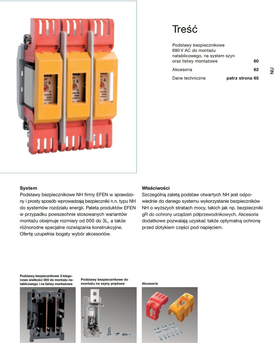 Paleta produktów EFEN w przypadku powszechnie stosowanych wariantów montażu obejmuje rozmiary od 000 do 3L, a także różnorodne specjalne rozwiązania konstrukcyjne.