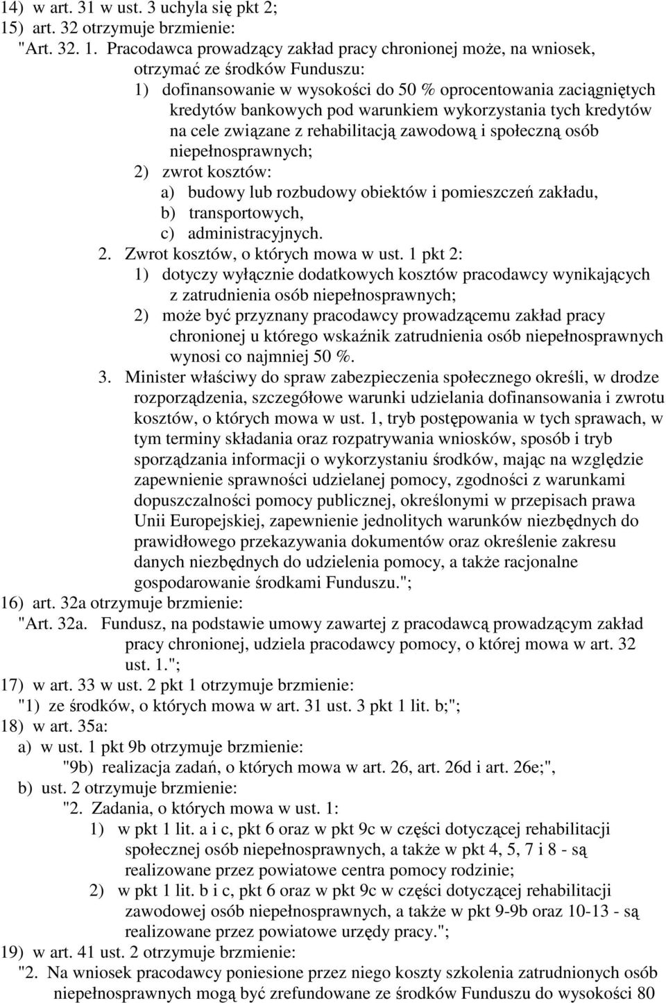 Pracodawca prowadzący zakład pracy chronionej moŝe, na wniosek, otrzymać ze środków Funduszu: 1) dofinansowanie w wysokości do 50 % oprocentowania zaciągniętych kredytów bankowych pod warunkiem