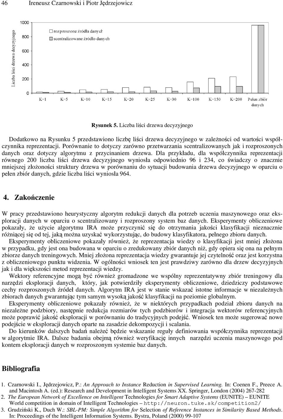 Porównanie to dotyczy zarówno przetwarzania scentralizowanych jak i rozproszonych danych oraz dotyczy algorytmu z przynaniem drzewa.