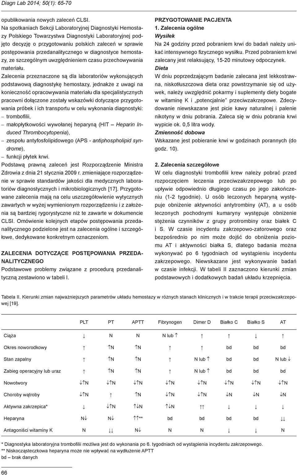 w diagnostyce hemostazy, ze szczególnym uwzględnieniem czasu przechowywania materiału.