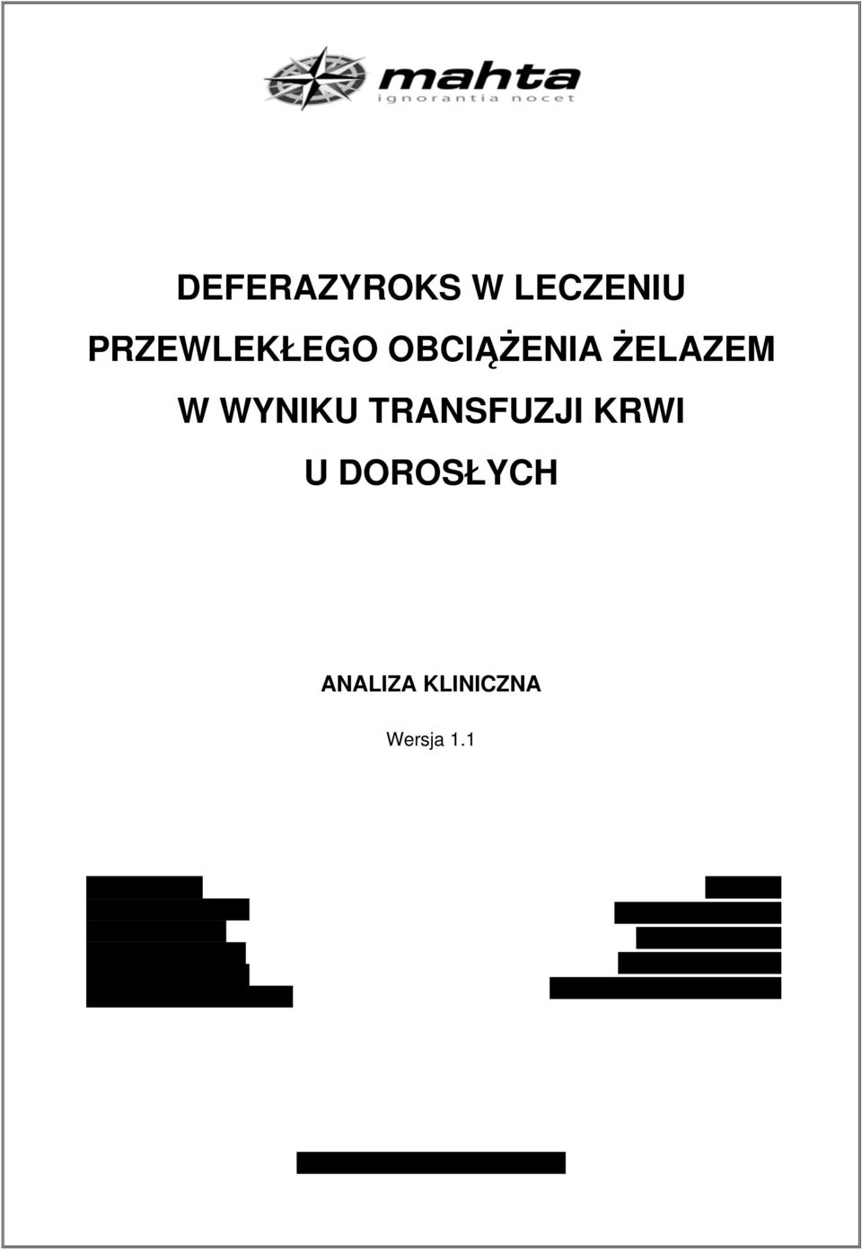 DOROSŁYCH ANALIZA KLINICZNA Wersja 1.