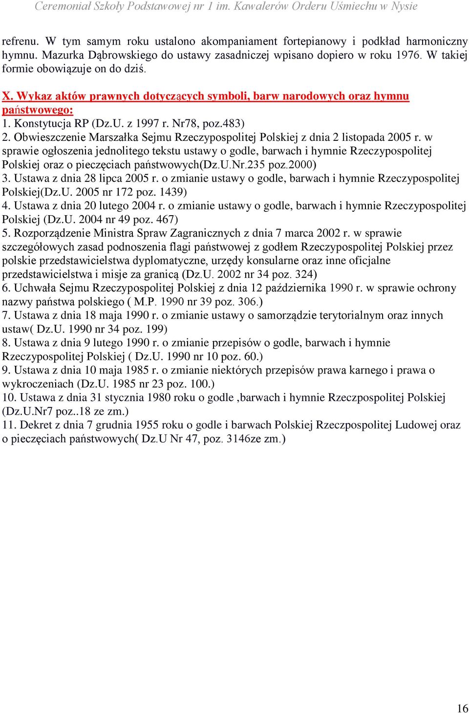 Obwieszczenie Marszałka Sejmu Rzeczypospolitej Polskiej z dnia 2 listopada 2005 r.