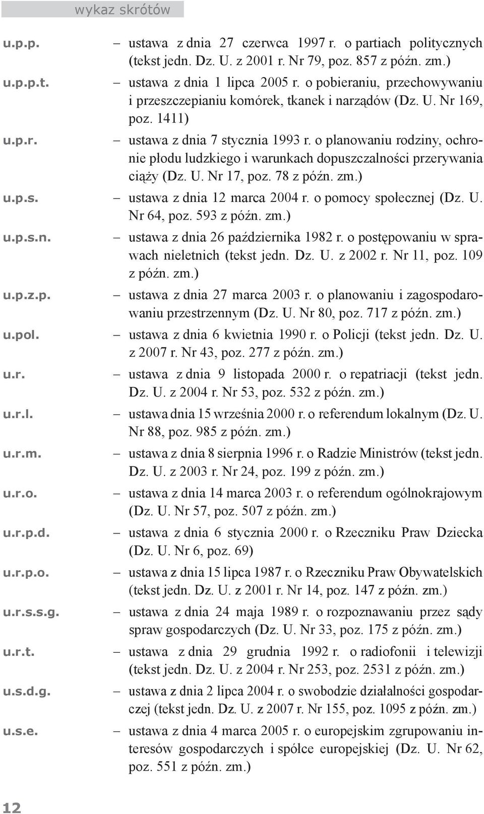 o planowaniu rodziny, ochronie płodu ludzkiego i warunkach dopuszczalności przerywania ciąży (Dz. U. Nr 17, poz. 78 u.p.s. ustawa z dnia 12 marca 2004 r. o pomocy społecznej (Dz. U. Nr 64, poz. 593 u.