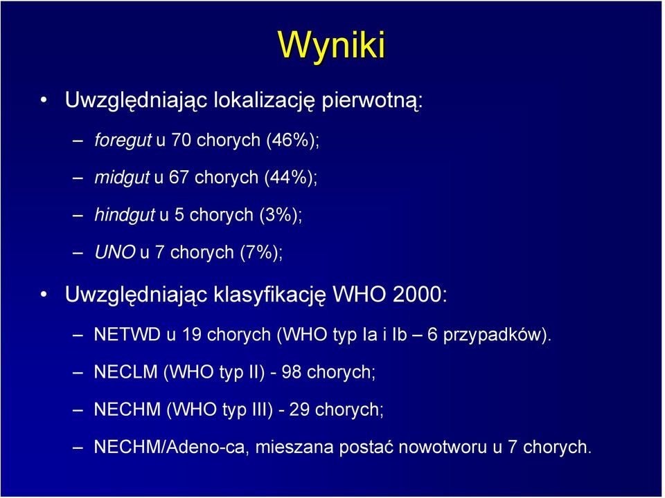 klasyfikację WHO 2000: NETWD u 19 chorych (WHO typ Ia i Ib 6 przypadków).