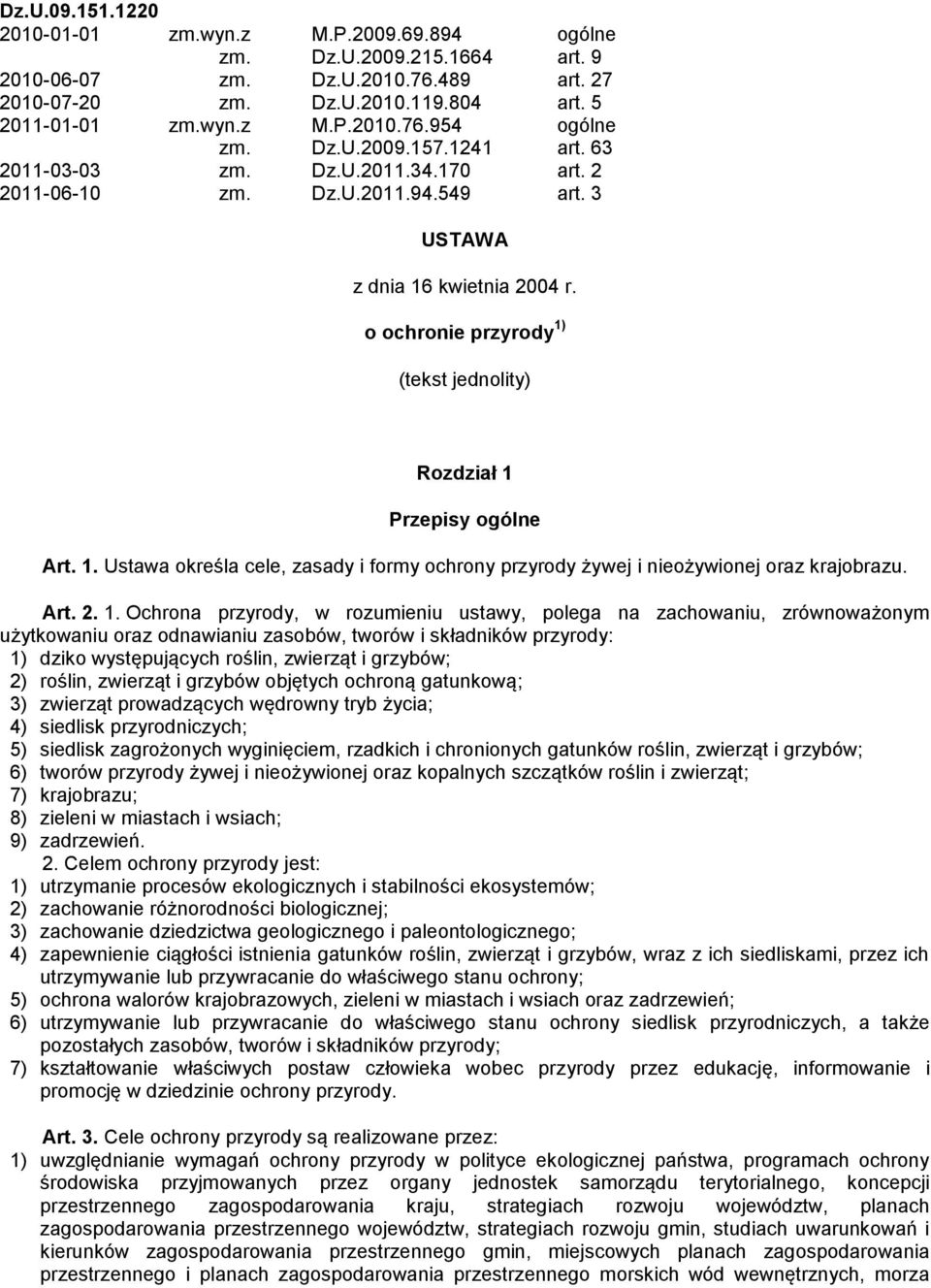 o ochronie przyrody 1)