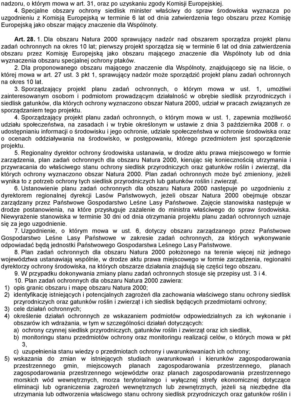 obszar mający znaczenie dla Wspólnoty. Art. 28. 1.