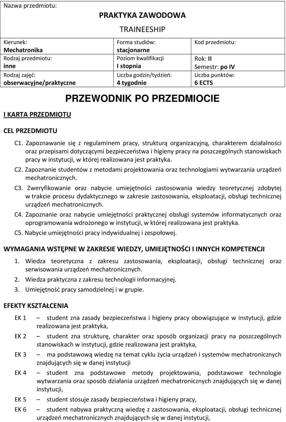 Zapoznawanie się z regulaminem pracy, strukturą organizacyjną, charakterem działalności oraz przepisami dotyczącymi na poszczególnych stanowiskach pracy w. C2.
