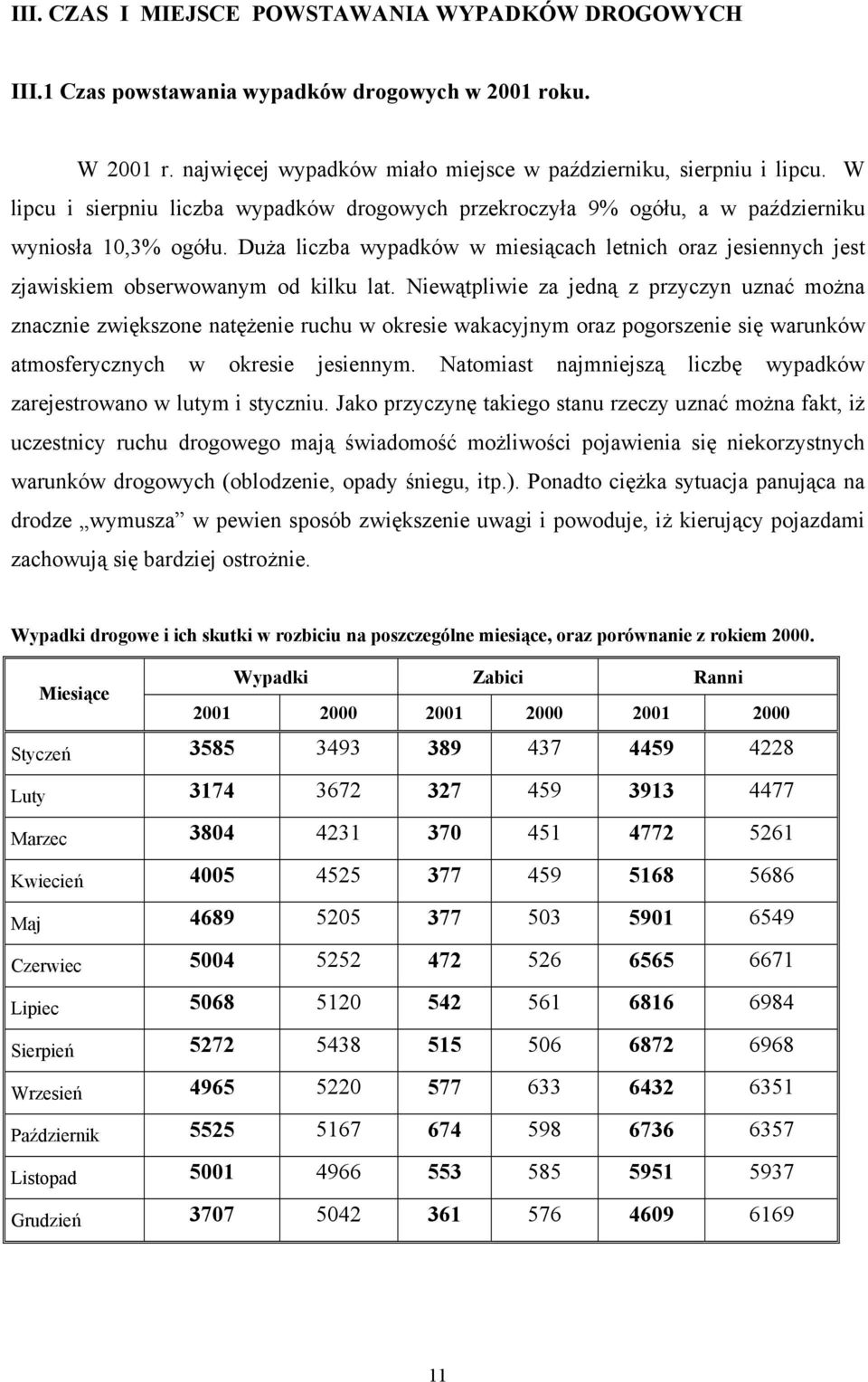 Duża liczba wypadków w miesiącach letnich oraz jesiennych jest zjawiskiem obserwowanym od kilku lat.