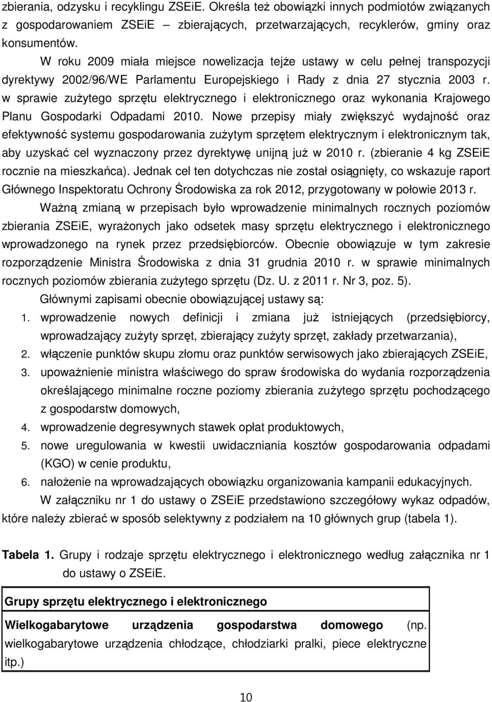 w sprawie zuŝytego sprzętu elektrycznego i elektronicznego oraz wykonania Krajowego Planu Gospodarki Odpadami 2010.