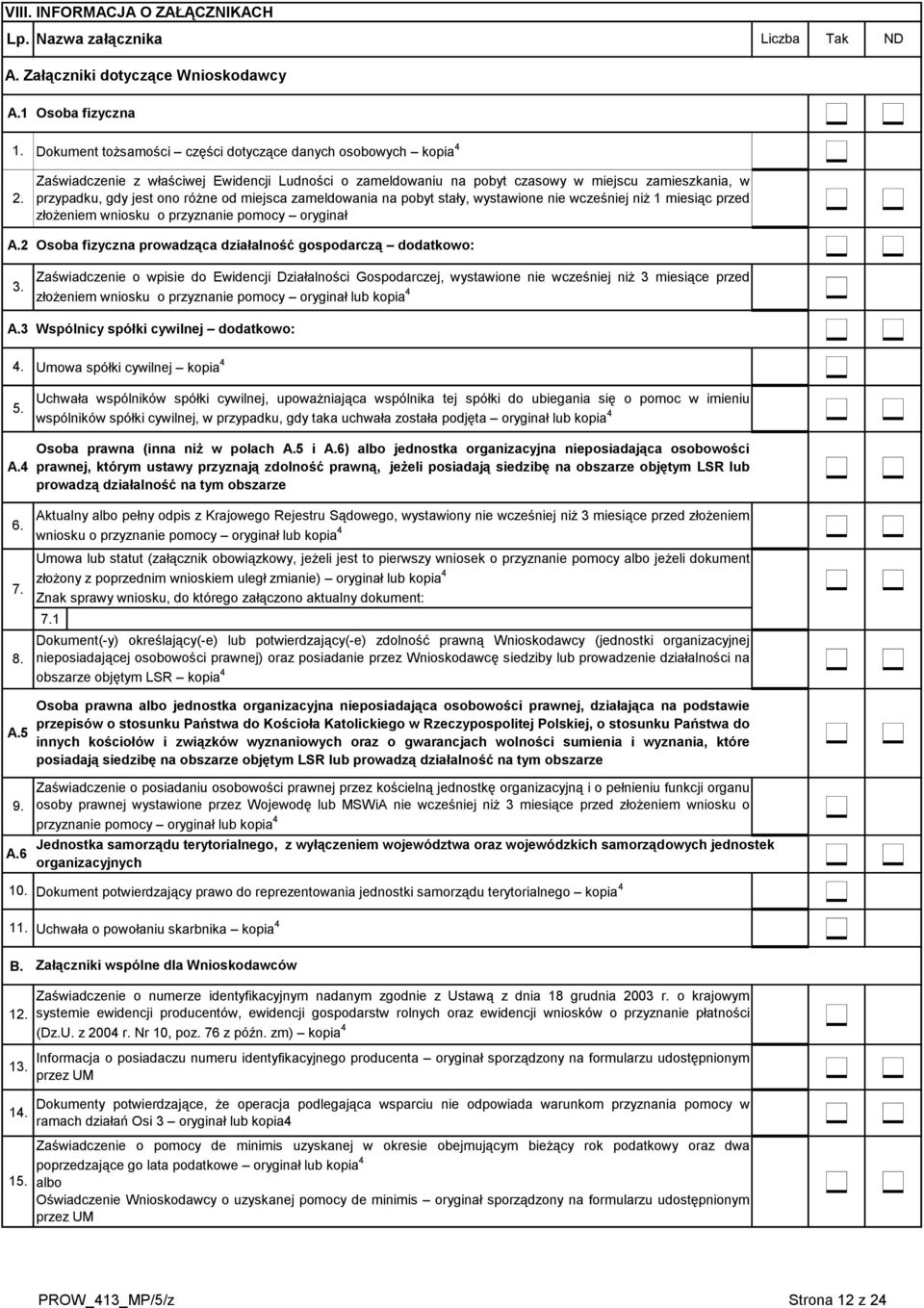 1 Osoba fizyczna 1. 2. A.