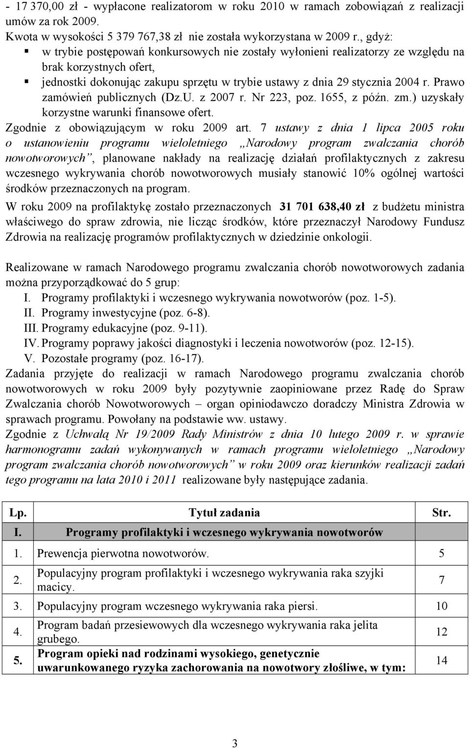 Prawo zamówień publicznych (Dz.U. z 2007 r. Nr 223, poz. 1655, z późn. zm.) uzyskały korzystne warunki finansowe ofert. Zgodnie z obowiązującym w roku 2009 art.