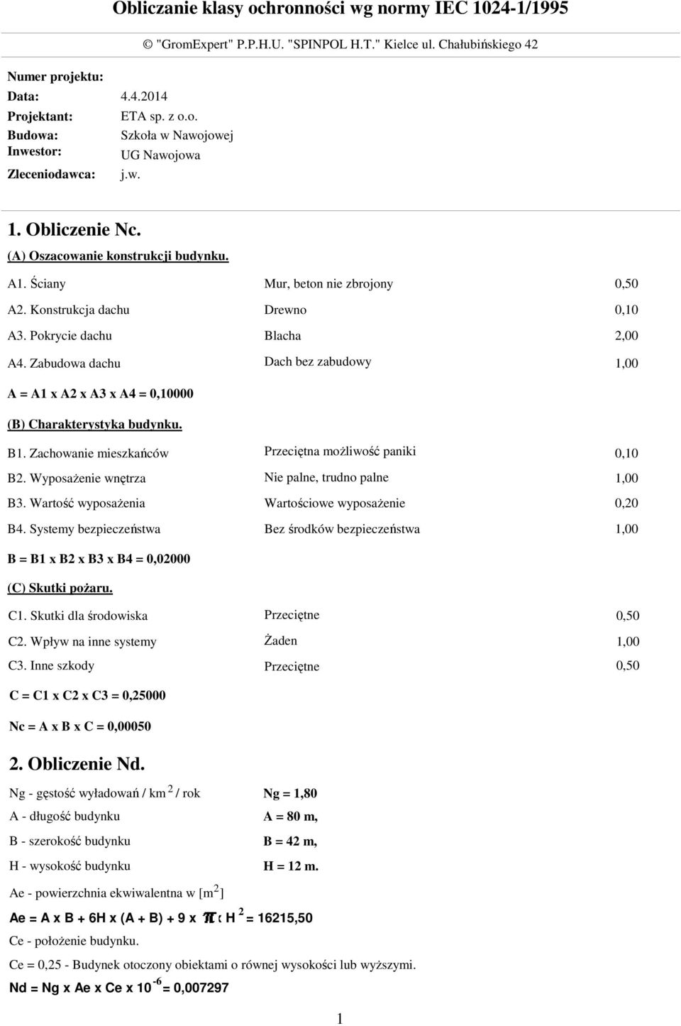 Zabudowa dachu A = A1 x A2 x A3 x A4 = 0,10000 (B) Charakterystyka budynku. B1. Zachowanie mieszkańców B2. Wyposażenie wnętrza B3. Wartość wyposażenia B4.