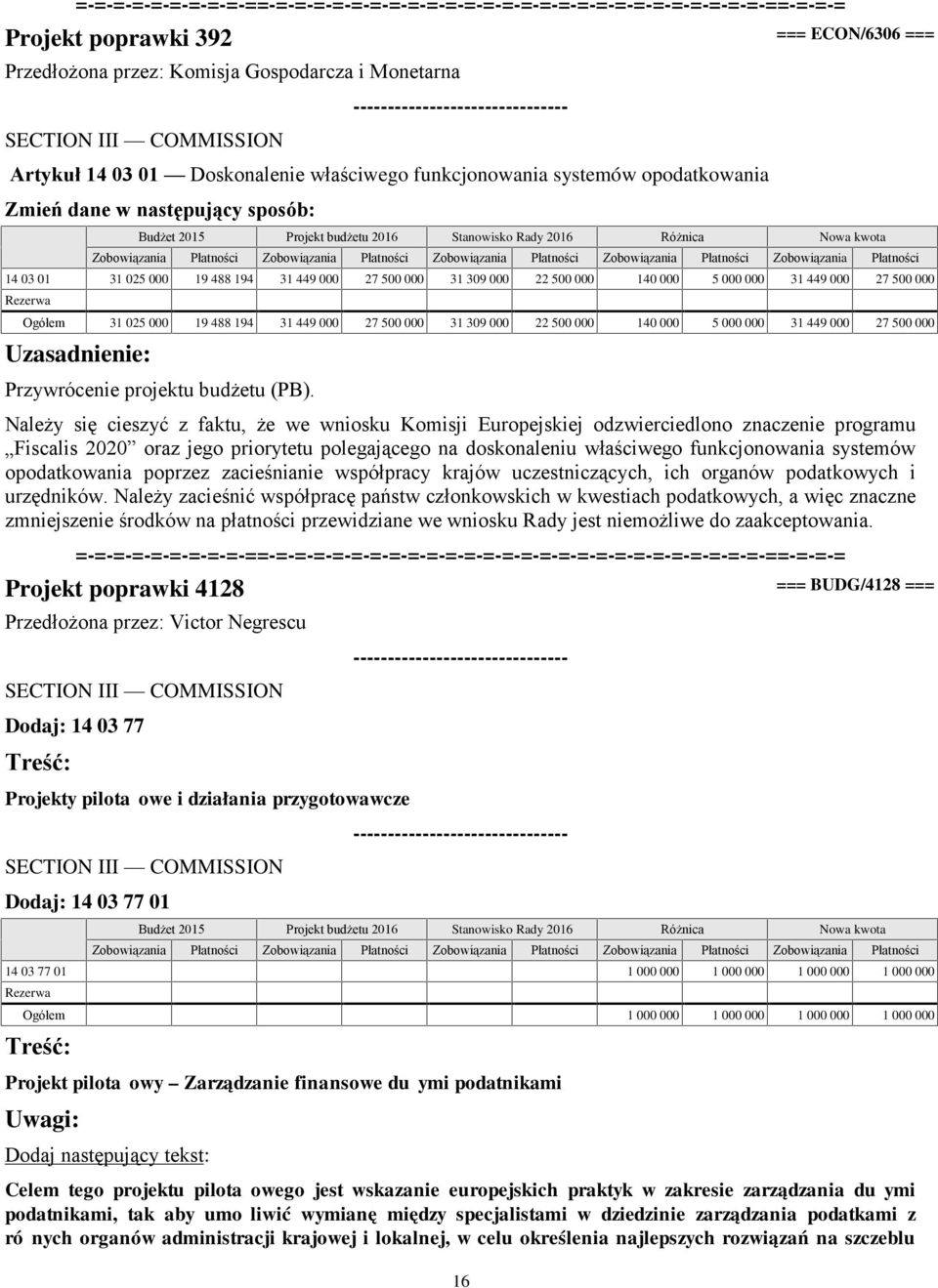 Przywrócenie projektu budżetu (PB).