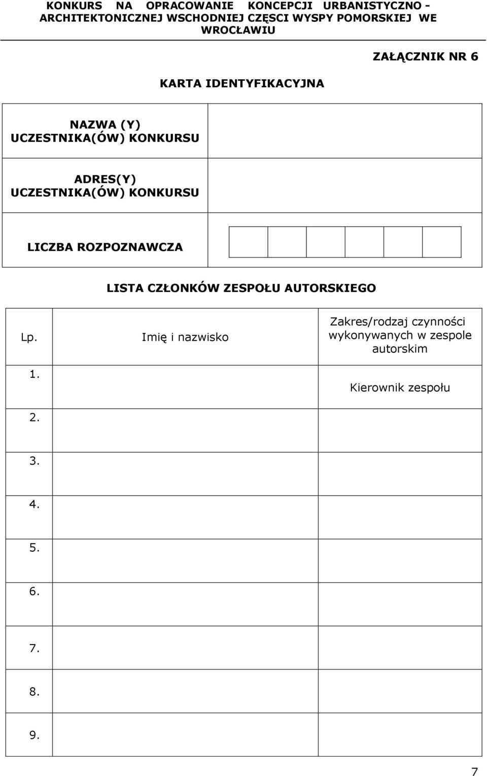 ZESPOŁU AUTORSKIEGO Lp. 1.