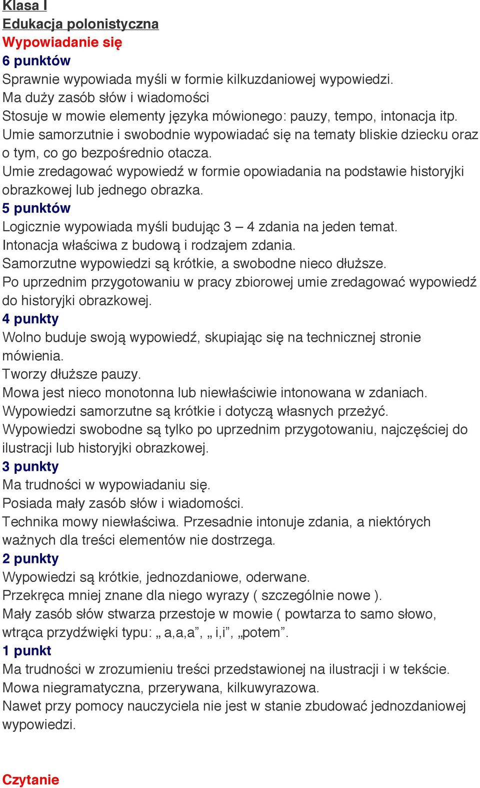 Umie samorzutnie i swobodnie wypowiadać się na tematy bliskie dziecku oraz o tym, co go bezpośrednio otacza.