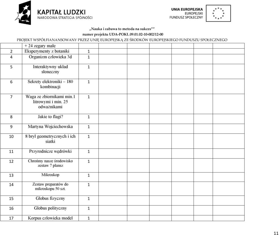 Sekrety elektroniki 80 kombinacji 7 Waga ze zbiornikami min. litrowymi i min. 25 odważnikami 8 Jakie to flagi?