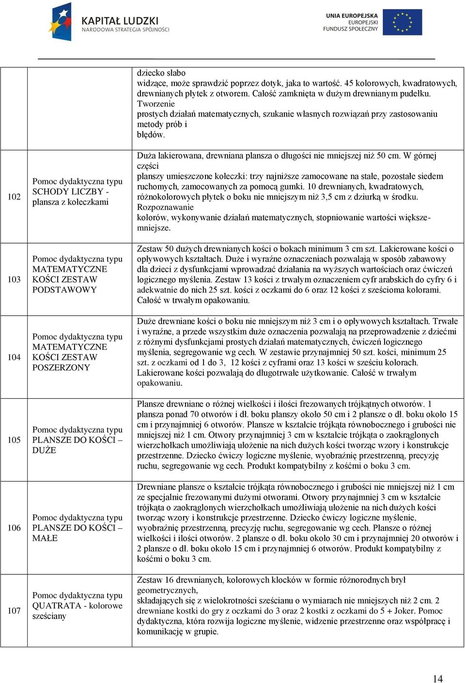 Tworzenie prostych działań matematycznych, szukanie własnych rozwiązań przy zastosowaniu metody prób i błędów. Duża lakierowana, drewniana plansza o długości nie mniejszej niż 50 cm.
