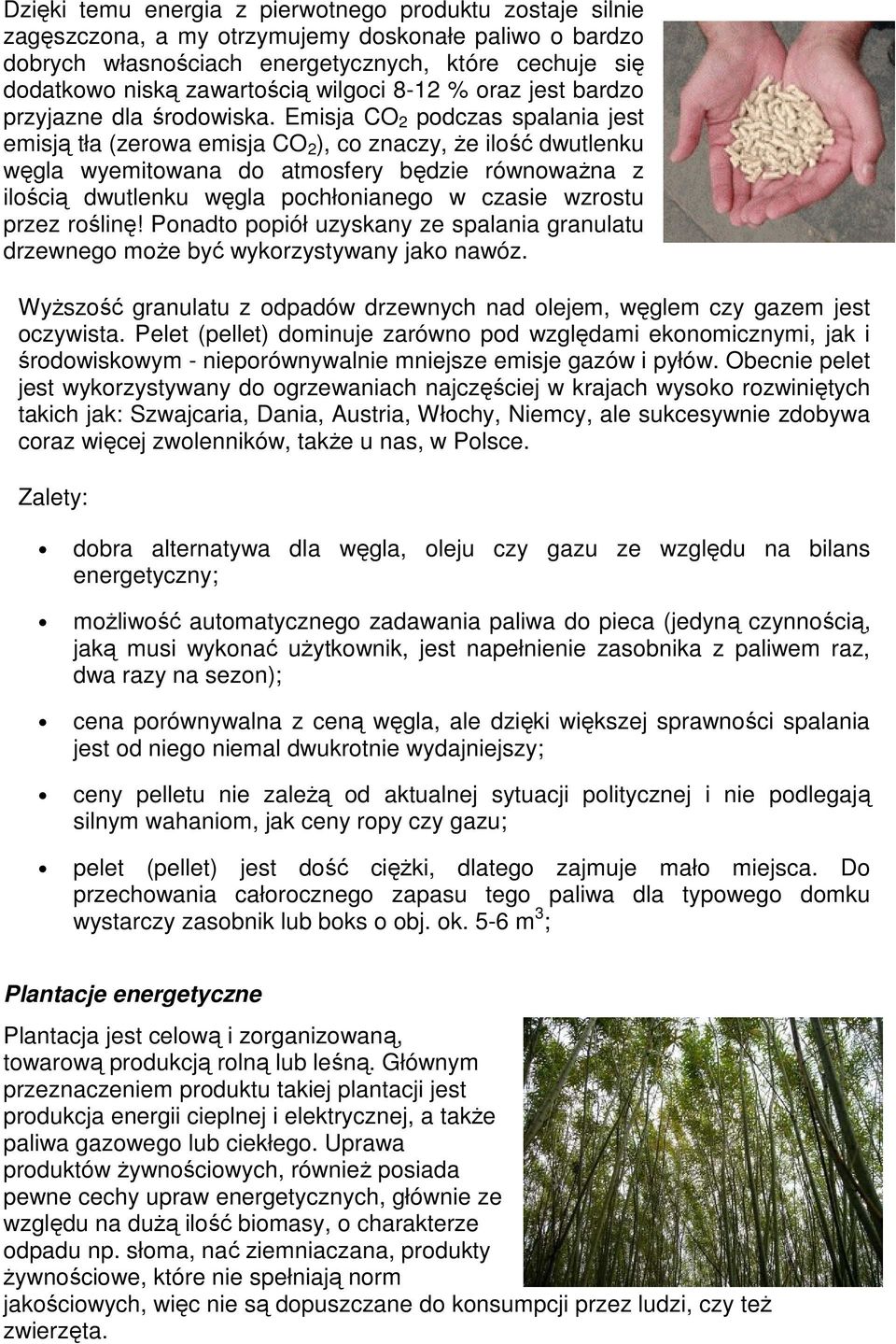 Emisja CO 2 podczas spalania jest emisją tła (zerowa emisja CO 2 ), co znaczy, że ilość dwutlenku węgla wyemitowana do atmosfery będzie równoważna z ilością dwutlenku węgla pochłonianego w czasie