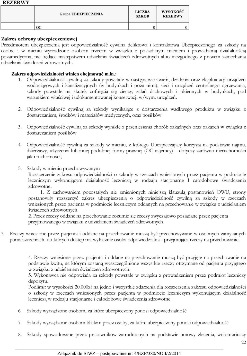 z prawem zaniechania udzielania świadczeń zdrowotnych. Zakres odpowiedzialności winien obejmować m.in.: 1.
