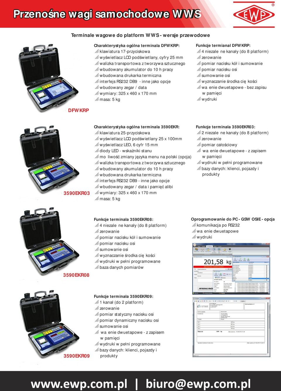 ogólna terminala 3590EK: o klawiatura 25-przyciskowa o wyświetlacz LCD podświetlany 25 x 100mm o wyświetlacz LED, 6 cyfr 15 mm o diody LED - wskaźniki stanu o możliwość zmiany języka menu na polski