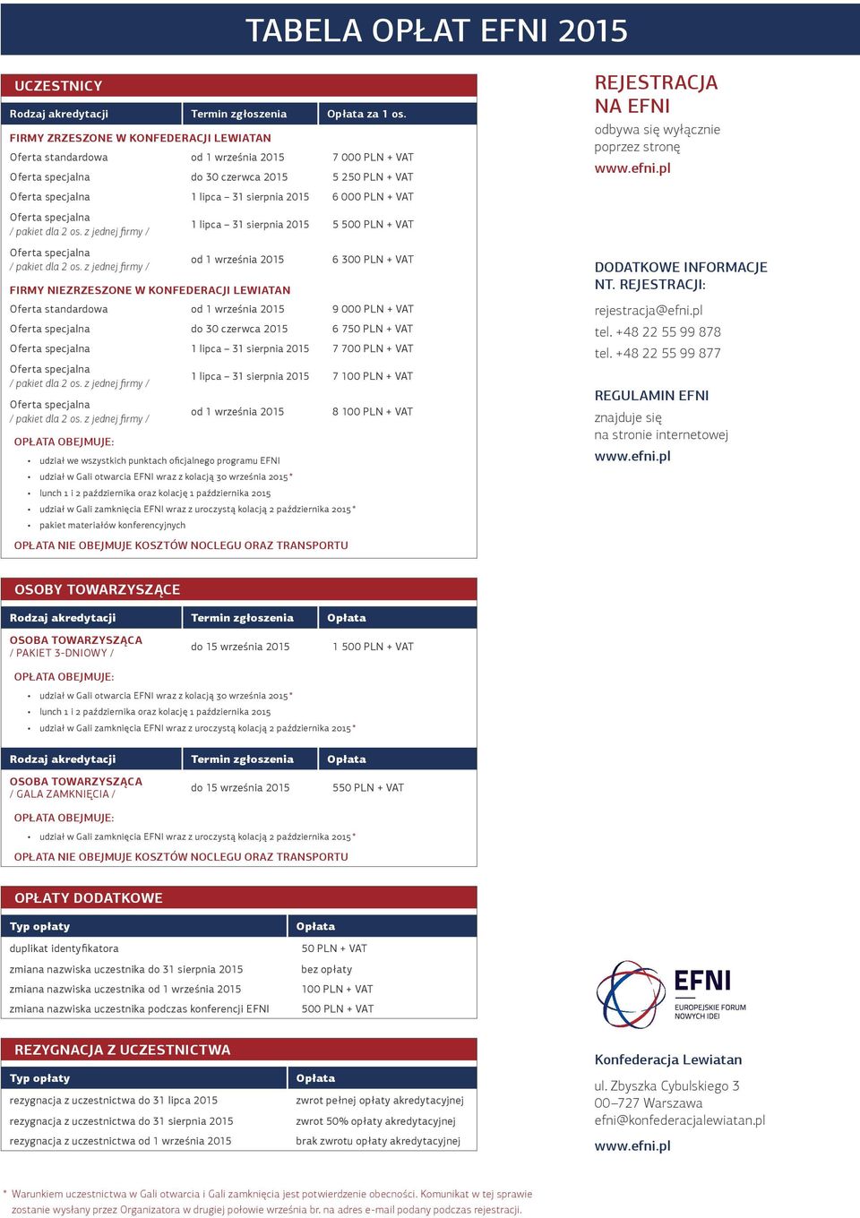 500 PLN + VAT od 1 września 2015 6 300 PLN + VAT FIRMY NIEZRZESZONE W KONFEDERACJI LEWIATAN Oferta standardowa od 1 września 2015 9 000 PLN + VAT do 30 czerwca 2015 6 750 PLN + VAT 1 lipca 31