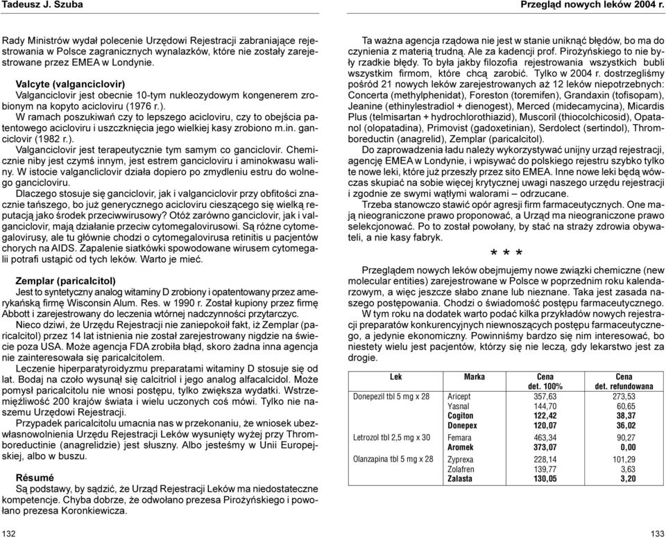 in. ganciclovir (1982 r.). Valganciclovir jest terapeutycznie tym samym co ganciclovir. Chemicznie niby jest czymœ innym, jest estrem gancicloviru i aminokwasu waliny.