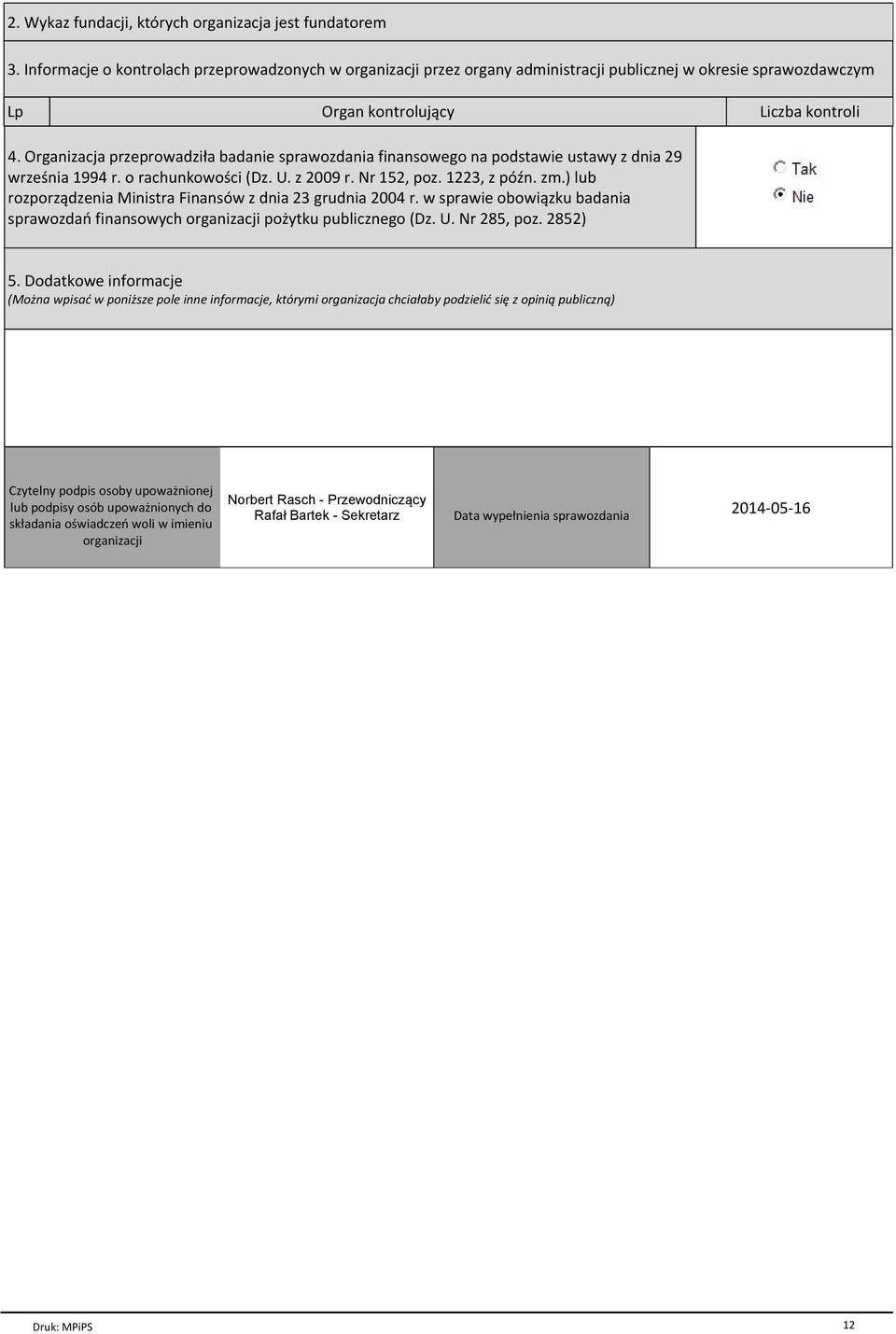 Organizacja przeprowadziіa badanie sprawozdania finansowego na podstawie ustawy z dnia 29 wrzeњnia 1994 r. o rachunkowoњci (Dz. U. z 2009 r. Nr 152, poz. 1223, z pуџn. zm.