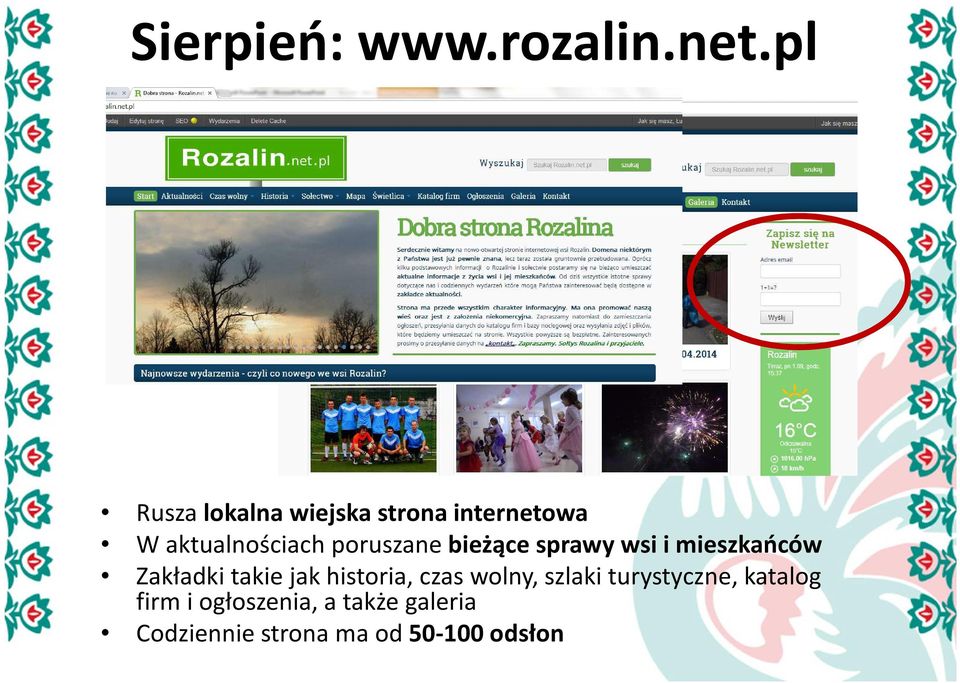 poruszane bieżące sprawy wsi i mieszkańców Zakładki takie jak