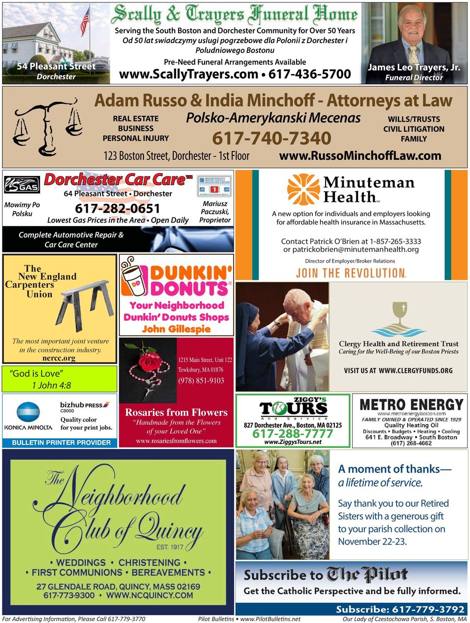 Funeral Director Adam Russo & India Minchoff - Attorneys at Law Polsko-Amerykanski Mecenas REAL ESTATE BUSINESS PERSONAL INJURY 617-740-7340 123 Boston Street, Dorchester - 1st Floor WILLS/TRUSTS