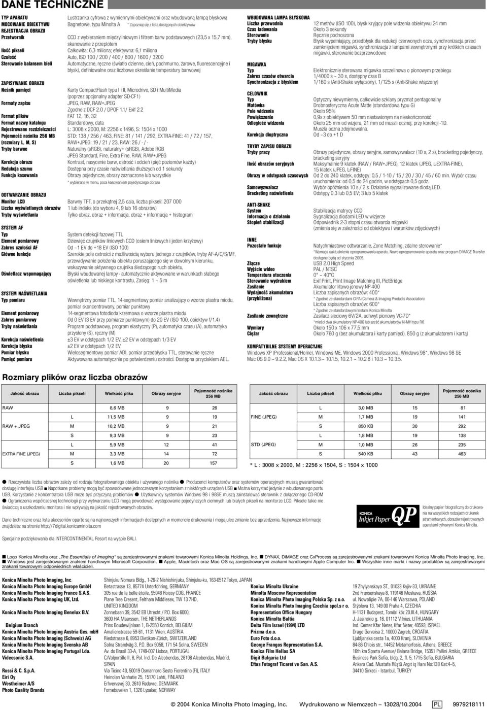 Czułość Auto, ISO 100 / 200 / 400 / 800 / 1600 / 3200 Sterowanie balansem bieli Automatyczne, ręczne (światło dzienne, cień, pochmurno, żarowe, fluorescencyjne i błysk), definiowalne oraz liczbowe