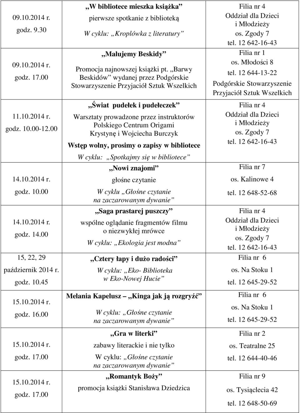 Burczyk Wstęp wolny, prosimy o zapisy w bibliotece W cyklu: Spotkajmy się w bibliotece Nowi znajomi głośne czytanie W cyklu Głośne czytanie Saga prastarej puszczy wspólne oglądanie fragmentów filmu o