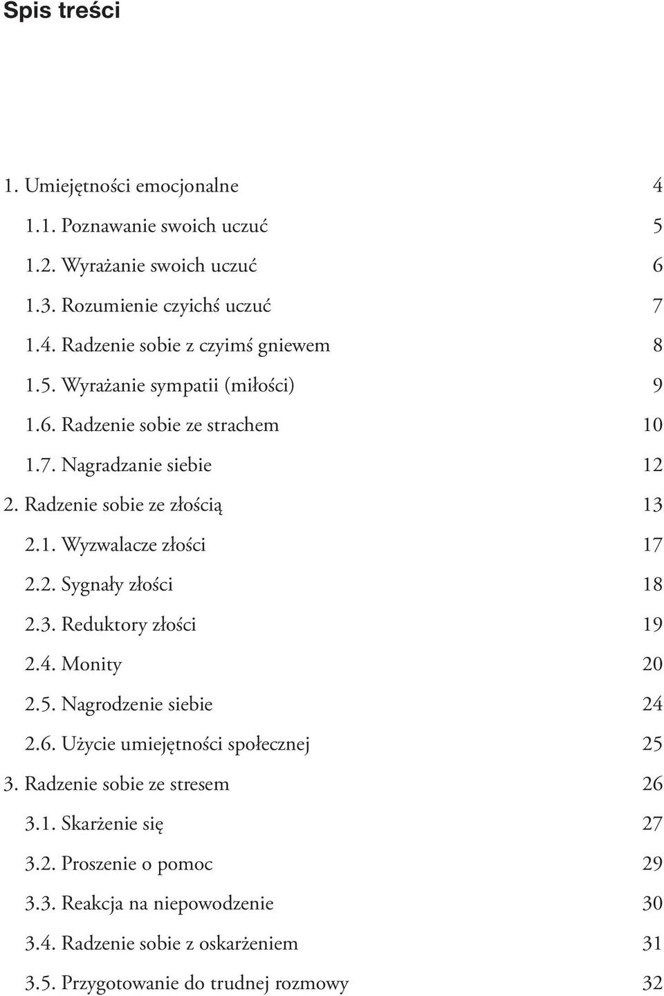 3. Reduktory złości 19 2.4. Monity 20 2.5. Nagrodzenie siebie 24 2.6. Użycie umiejętności społecznej 25 3. Radzenie sobie ze stresem 26 3.1. Skarżenie się 27 3.2. Proszenie o pomoc 29 3.