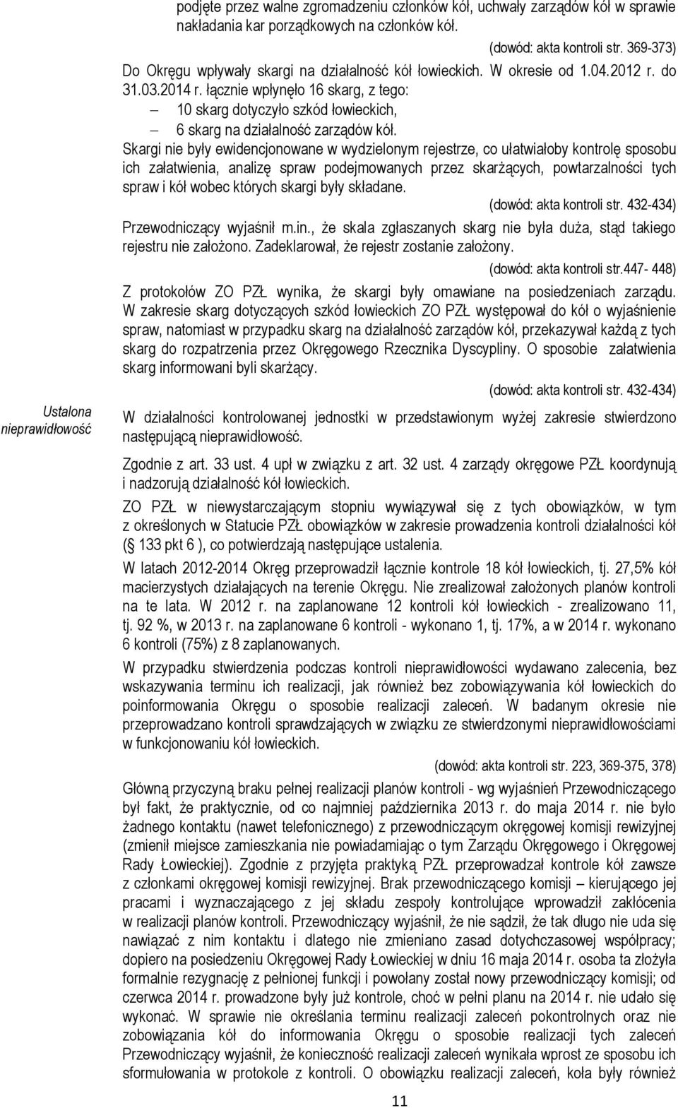 łącznie wpłynęło 16 skarg, z tego: 10 skarg dotyczyło szkód łowieckich, 6 skarg na działalność zarządów kół.