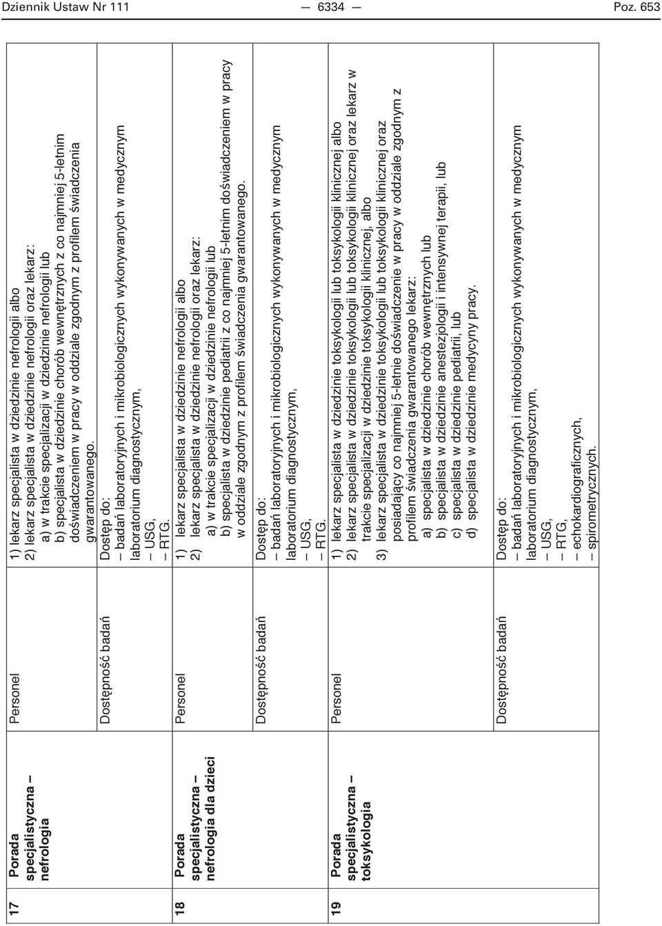 specjalista w dziedzinie nefrologii oraz lekarz: a) w trakcie specjalizacji w dziedzinie nefrologii lub b) specjalista w dziedzinie chorób wewn trznych z co najmniej 5-letnim do wiadczeniem w pracy w