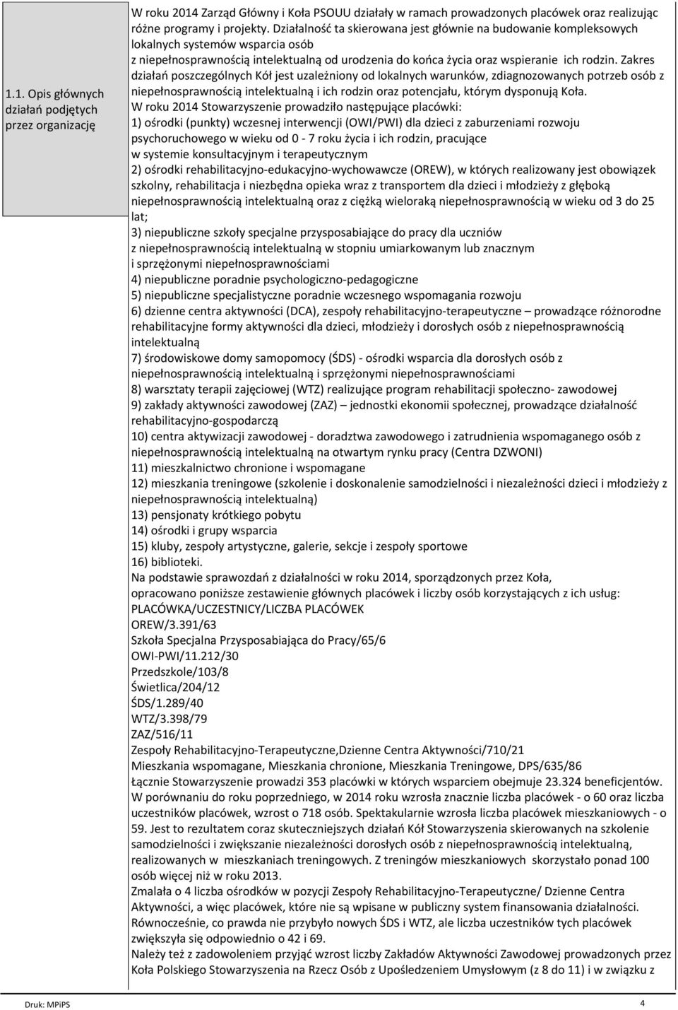 Zakres dziaгaё poszczegѓlnych KѓГ jest uzaleпniony od lokalnych warunkѓw, zdiagnozowanych potrzeb osѓb z i ich rodzin oraz potencjaгu, ktѓrym dysponujй KoГa.