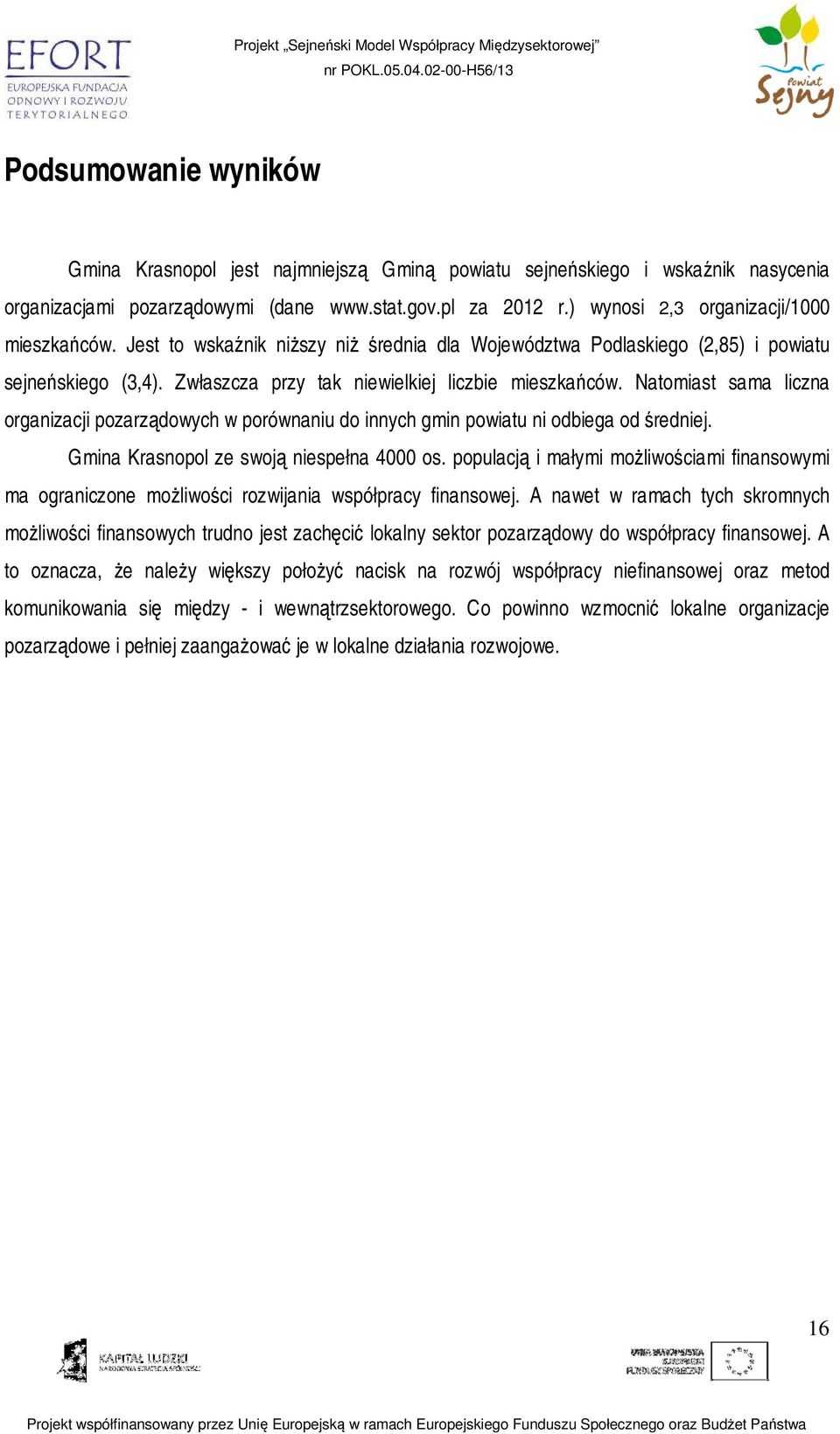 Natomiast sama liczna organizacji pozarządowych w porównaniu do innych gmin powiatu ni odbiega od średniej. Gmina Krasnopol ze swoją niespełna 4000 os.