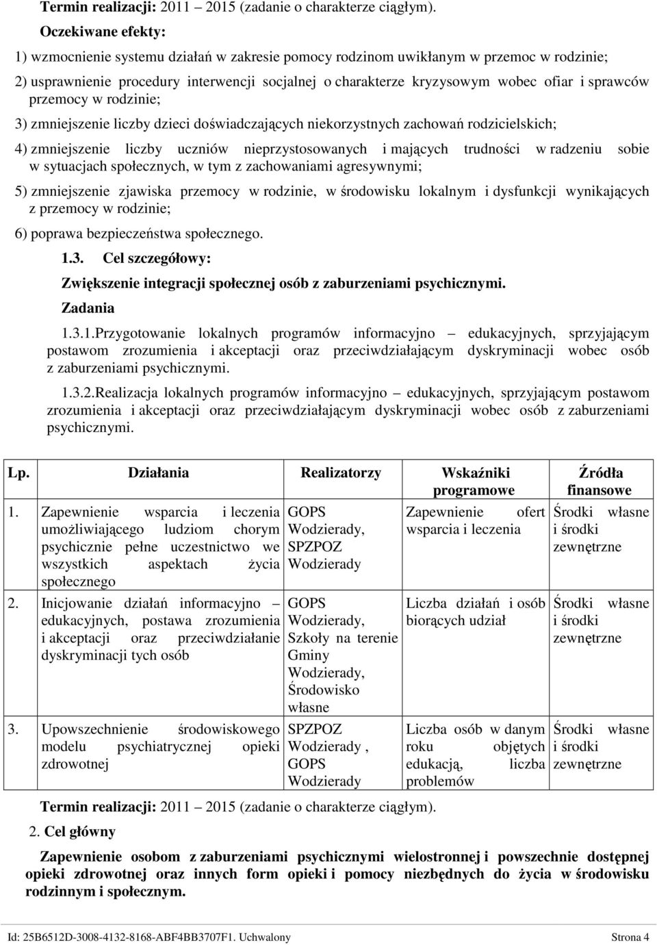 sprawców przemocy w rodzinie; 3) zmniejszenie liczby dzieci doświadczających niekorzystnych zachowań rodzicielskich; 4) zmniejszenie liczby uczniów nieprzystosowanych i mających trudności w radzeniu