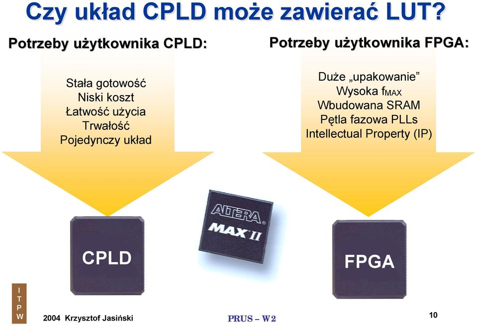 gotowość Niski koszt Łatwość użycia rwałość ojedynczy układ