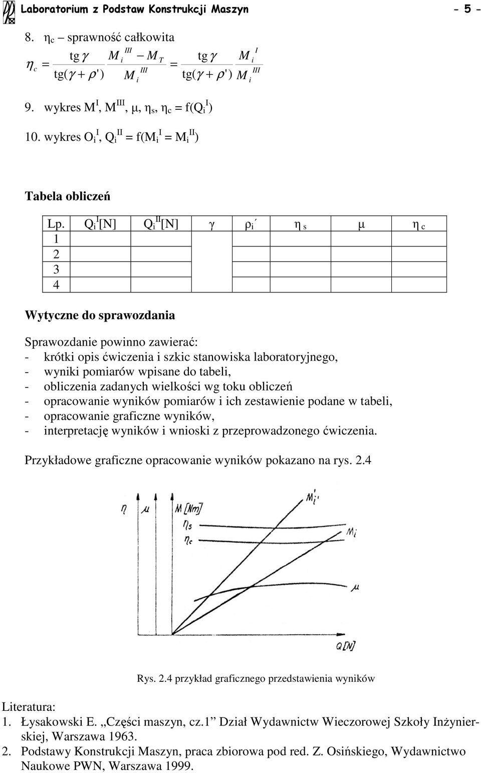 obczeń - opracowane wynków pomarów ch zestawene podane w tabe, - opracowane grafczne wynków, - nterpretację wynków wnosk z przeprowadzonego ćwczena.