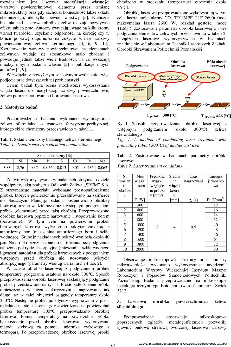 Autorzy zwrcją uwgę n kilkukrotny wzrost twrdości, uzysknie odporności n korozję czy w końcu poprwę odporności n zużycie ścierne wrstwy powierzchniowej żeliw sferoidlnego [3, 6, 9, 12].